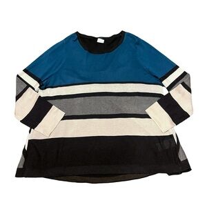 Marina Rinaldi Silk Cashmere Blend Colorblock Striped Sweater NWT